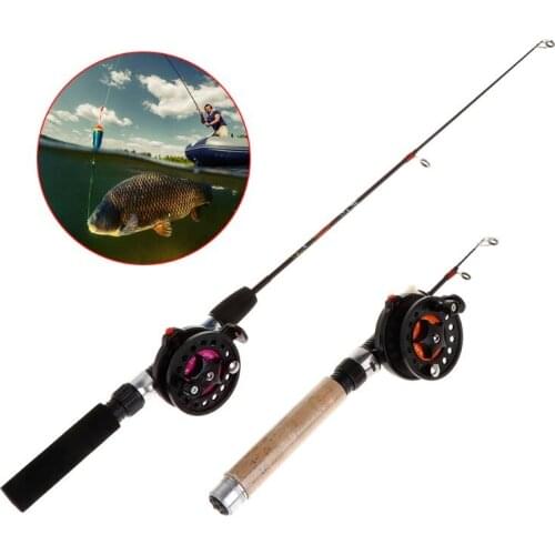 1 Set Fishing Rod With Fishing Reel Ultra Short Portable Mini Winter Outdoor Ice Fishing EVA Handle 4B/3B Reels Tackle Accessory