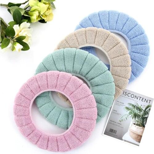 1Pcs Pumpkin Pattern Toilet Cover Cushion Winter Warm Plush Toilet Cover Mat O-shape Solid Color Thicken Toilet Cushions
