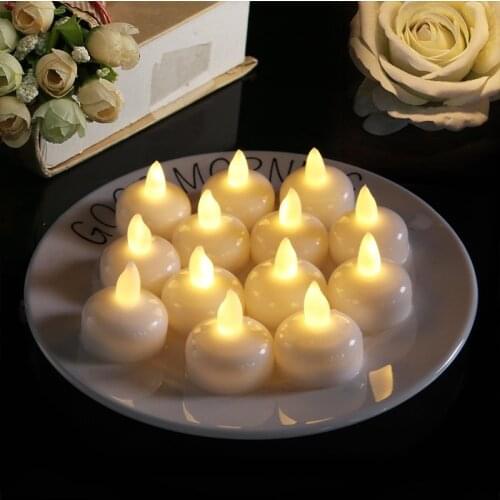 Waterproof Candle 12PCS LED Waterproof Tea Lamps Flickering Flameless Electric Candles Lights Wedding Party Decor Floating