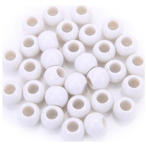 200pcs 6.5X8mm Acrylic solid black white beads plastic solid color beads DIY Accessories clothing loose beads large hole