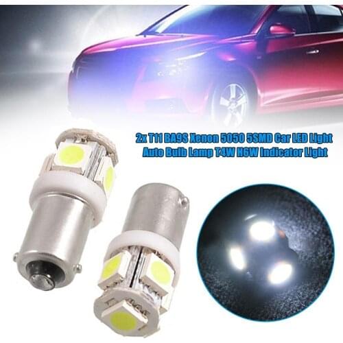2x T11 BA9S Xenon 5050 5SMD Car LED Light Auto Bulb Lamp T4W H6W Indicator Light