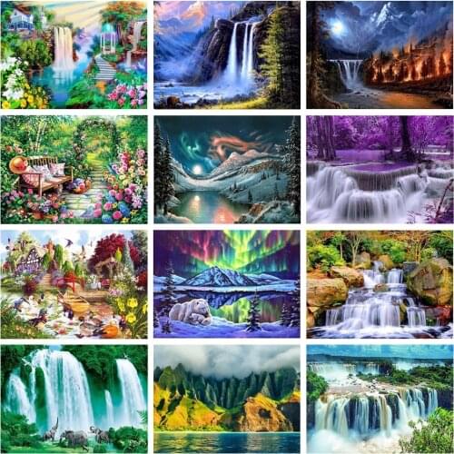 5D DIY Diamond Painting Waterfall Landscape Full Drill Square Embroidery Mosaic Art Picture of Cross Stitch Kits Home Decor Gift