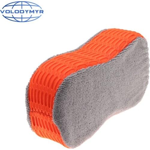 8 Shape Auto Sponge Microfiber Pad Orange and Gray Super Absorbent Car Cleaning Products Washing Tools for Detailing Washing