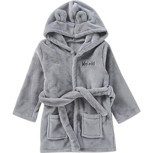 ARLONEET Toddler KidS Baby Coral fleece Solid Bathrobe Cotton Plush warm Hooded Bath Robe Towel Pajamas g0519