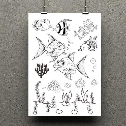 AZSG Fish / Bubbles / Aquatic Grass Clear Stamps For Scrapbooking DIY Clip Art /Card Making Decoration Stamps Crafts