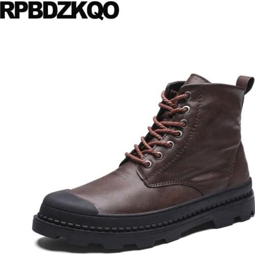 Military combat stylish 2018 booties brown boots casual Mens shoes army short waterproof autumn fall vintage retro lace up high