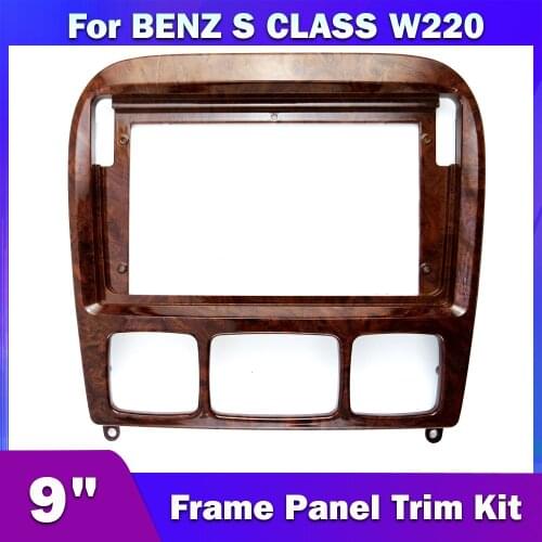CarBar 9" Double Two 2 Din Car Radio Fascia For Mercedes Benz S Class W220 1998-2005 Dash Dashboard Frame Panel Trim Kit Stereo