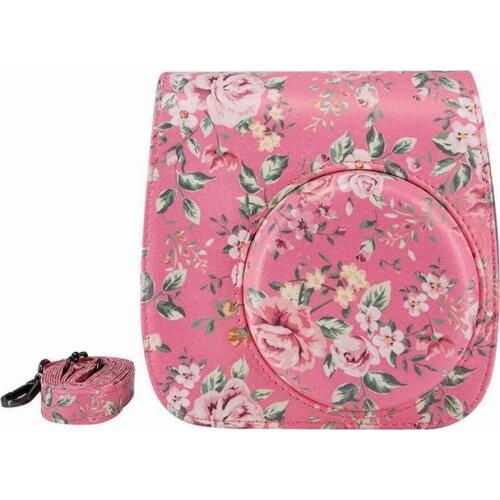 Fujifilm Instax Mini 9 Mini 8 Camera Case Bag PU Leather Rose Pink Instant Camera Shoulder Bag With Strap Protector Cover Pouch