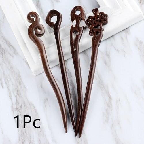 Handmade Wood Carved Hair Stick Chinese Traditional Women Retro Style Hairpin Classical Lady Hair Accessories Hair Styling Tools