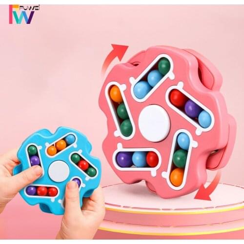 PUWEI Children Intellectual Finger Little Magic Bean Cube Double-sided Rotating Stress Relief Fingertip Gyro Magic Cube Bean Toy