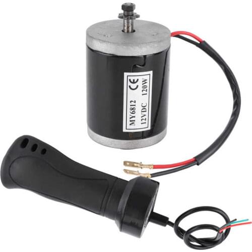 12V 120W Electric Scooter Electric Bicycle Motor W/Pulley Kit E-Bike High Speed Brush Motor + Steering Handle Set