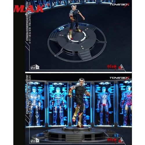 TOYS-BOX 1/6 Tony Workshop Scene Armor Testing Workshop Figure TB072 LED Indicator Remote Control F 12 '' figure doll