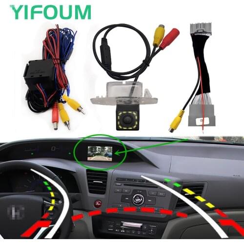 Fisheye Dynamic Trajectory Car Rear View Backup Camera For Honda Civic 2011 2012 2013 2014 2015 2016 & Original Factory Screen