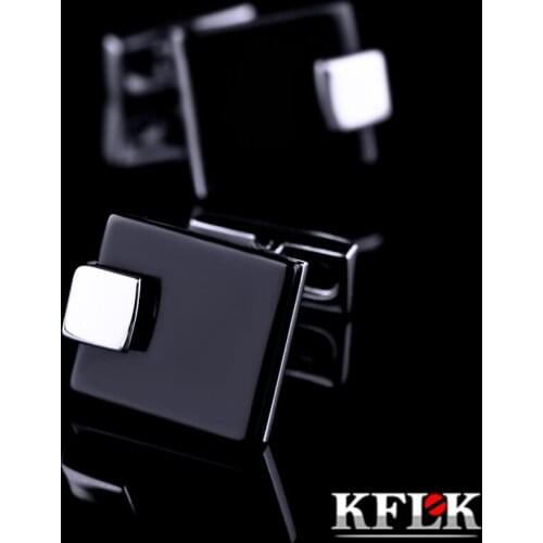 KFLK Luxury shirt cufflinks for mens Gifts Brand cuff buttons Black Simple cuff links High Quality abotoaduras Jewelry