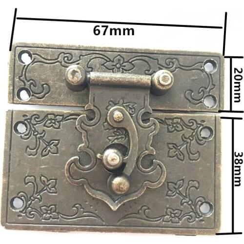 Chinese Vintage Zinc Alloy Buckle Hasp Hasp,Wooden Wine Box With Lock Buckle Antique Padlock Hardware,67*58mm,5Sets