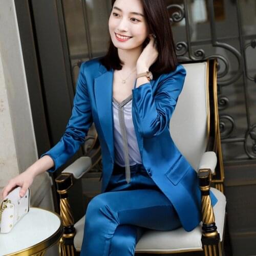 Elegant Pant Suits Women Two Pieces Set Blazer Jakcet and Trousers Office Lady Business Work Uniform Autumn Fashion 2020 4XL XXL