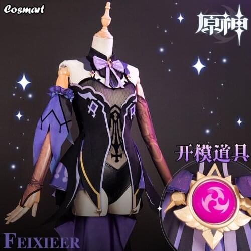 Anime Genshin Impact Fischl Game Suit Purple Lovely Uniform Cosplay Costume Halloween Party Outfit For Women Girls New 2020