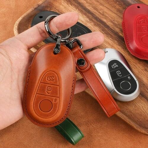 Leather Car Key Case Cover for Mercedes Benz C Class S Class W223 S350 S400 S450 S500 C200 C260 Car Key Shell Protector