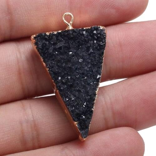 Natural Stone Pendant Triangle Black Agates Pendant For Jewelry Making Charms DIY Necklace Bracelet Anklet Accessory