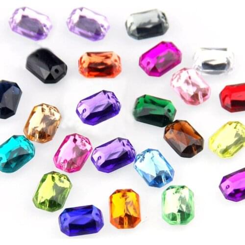 Hot! Wholesale Big Bag Rectangular Octagon High Quality Acrylic With Hole Flatback Sew Rhinestone For DIY Clothing Accessories