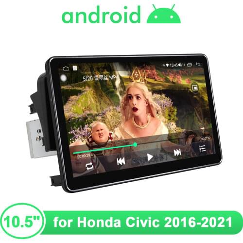 Radio Tape Recorder 1din Android Head Unit Multimedia Player Carplay 10.5" Car Stereo Automotive Sound For Honda Civic 2016-2017