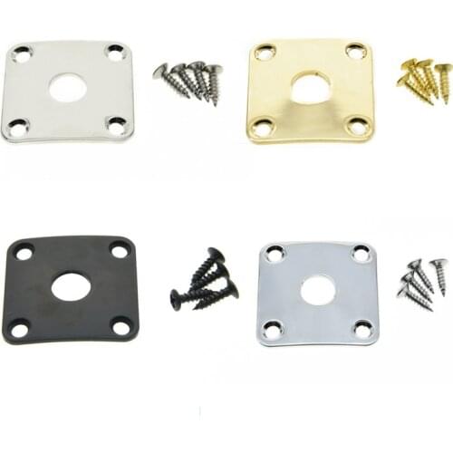 Metal Curved Bottom Jack Plate Square Jackplate w/ Screws Fits For Gibson Les Paul Chrome/Nickel/Black/Gold
