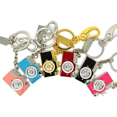 Fashion Crystal Keychain USB Flash Drive Metal Camera Pen Drive 4GB 8GB 16GB 32GB 64GB Diamond Pendrive Memory Stick U Disk