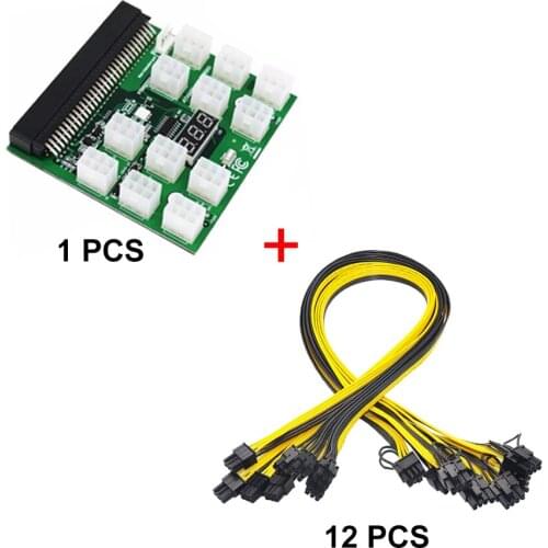 Power Module Breakout Board Kits with 12pcs 17pcs 6Pin to 8Pin Power Cable for HP 1200W 750W PSU Server GPU Mining Ethereum