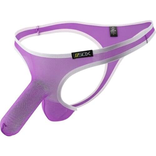 Mens Thongs Sexy Underwear Elephant Nose Mesh Breathable Transparent Bikini G-string Thong Tanga Gay Underpants Man T-back