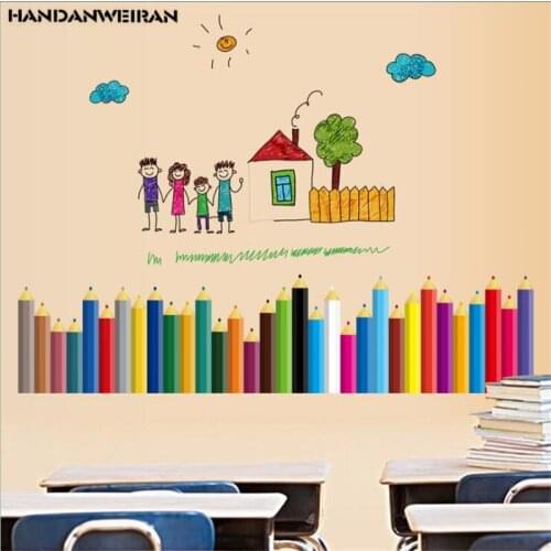 1PCS House Pencil Color Baseboard Wall Sticker Removable Childrens Room Stickers DIY Home Decoration 50 * 70CM