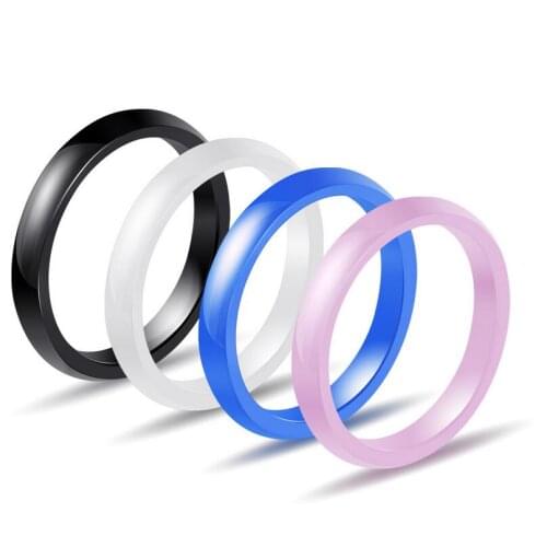 New Lovers Korea Ceramics Simple Fashion Simple 3mm Black Pink Blue Ring Women Wedding Rings