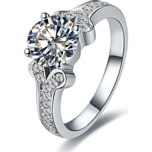 Solid 14K White Gold AU585 Engagement Ring 1CT Moissanite Diamond Women Ring D Color VVS1 Certified Lovely Jewelry