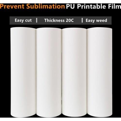 PU Printable Heat Transfer Vinyl Hot Stamping Print Film with Black Anti-sublimation Backing Coating For Sublimation Printing