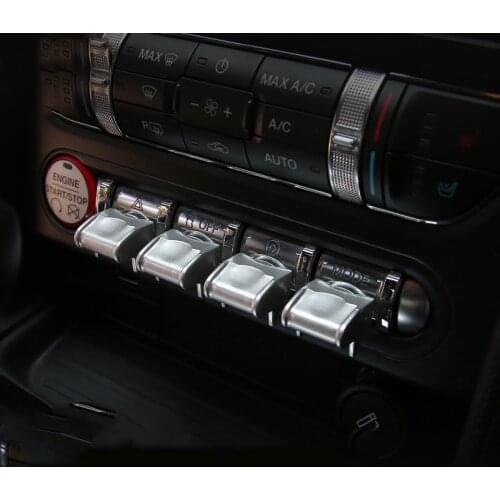QHCP Center Console Dashboard Button Trims Decoration Interior Stickers For Ford Mustang 2015 16 17 Up Free Shipping