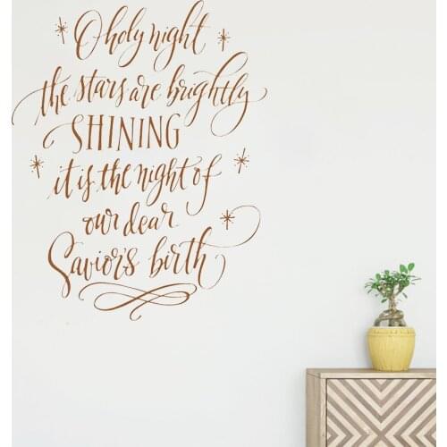 Christmas Lettering O Holy Night Lyrics Christmas Wall Decor Holiday Decor Removable Vinyl Wall Decall ph394