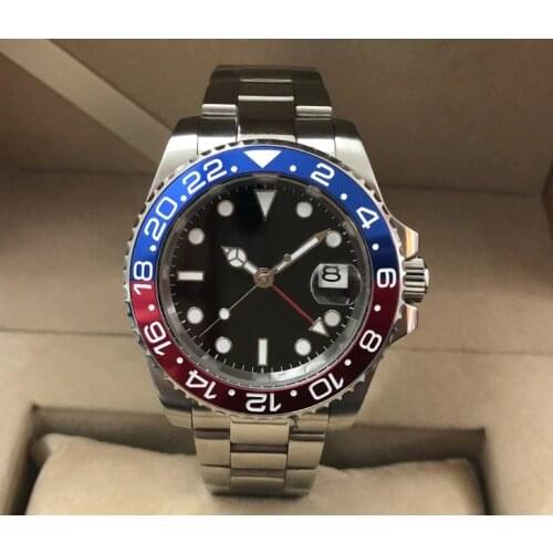 Sapphire crystal 40mm PARNIS Asian Automatic machinery movement luminous GMT Auto Date mens watch pa132-p8