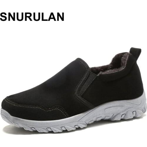 SNURULANFashion Ankle Boots Flat Platform Comfort Chunky Winter Boots Female Mom Shoes Ladies Snow Boots Cotton Casual ShoesE075