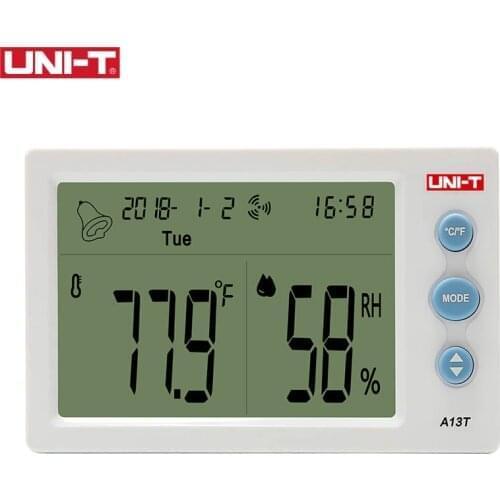 UNI-T A13T Temperature Humidity Meter Indoor Temperature and Humidity Table Time/Date/Week/Temperature Humidity Display