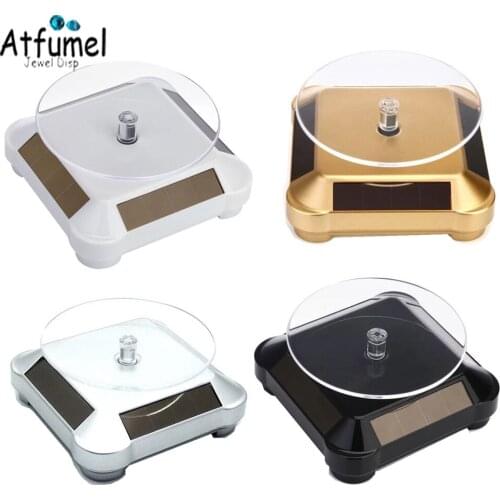 Automatic Rotating Jewelry Showcase 360 Turntable Watch Bracelet Ring Jewelry Display Holder Stand Solar Battery Dual Use