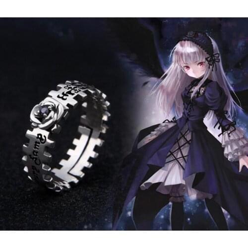 Anime Rozen Maiden 925 Sterling Silver Rose Ring Mercury Lamp Sui gin tou Cosplay Gift Jewelry Props Gift Punk Gothic Style