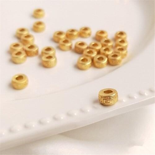 Dumb golden sand gold color back grain beads drum beads wheel beads handmade diy first jewelry bracelet loose beads accessories