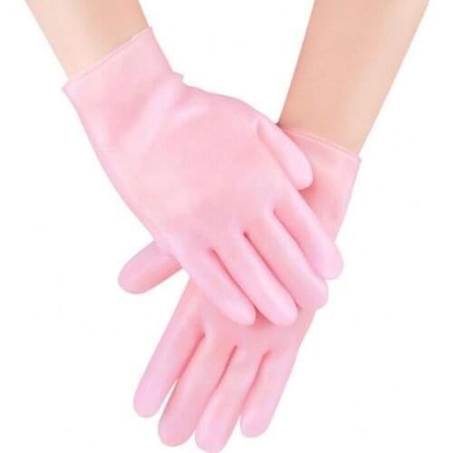 1Pair Moisturizing Spa Gel Gloves Pink Full Finger Silicone Gloves Hand Care Moisturize Autumn Winter Gloves Skin Protection
