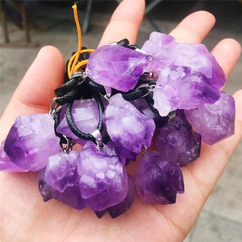 1pcs AAAA Natural crystal purple crystal pendant with shape original stone natural quartz colorful Christmas gift