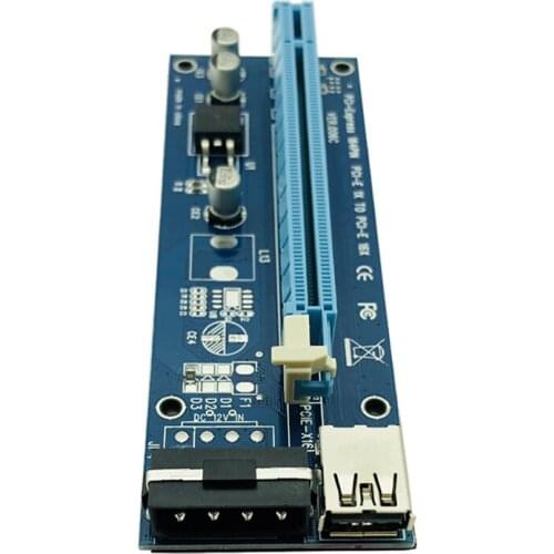 100PCS VER006 PCI-E Riser Card 006 PCI Express 1X to 16X Extender USB 3.0 Cable SATA to 4Pin Molex Power for BTC Miner Mining