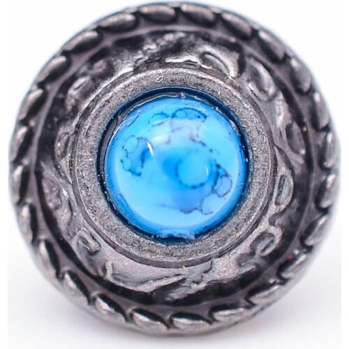 10X 12MM BLUE TURQUOISE RETRO SLIVER FLORAL LEATHER CRAFT HORSE SADDLES DECORATION SCREW BACK