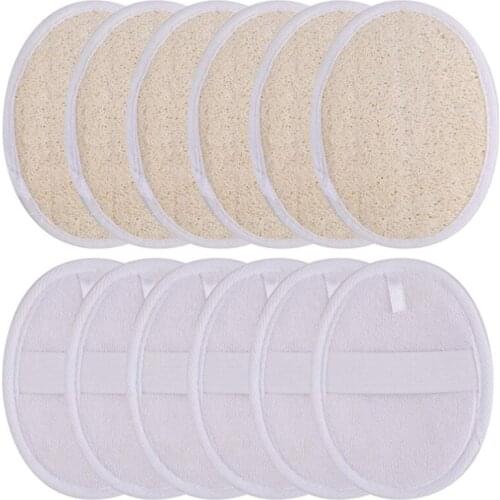 12Pcs Natural Loofah Luffa Facial Complexion Skin Disc Disk Pads Male Female Face Cleaning Brush Baby Care Exfoliator