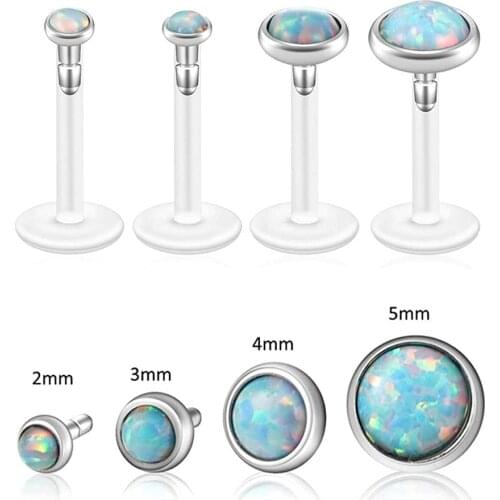 16G Acrylic Opal Crystal Tragus Retainer Flexible Lip Ring Labret Monroe Studs Helix Cartilage Barbell Earring Piercing Jewelry