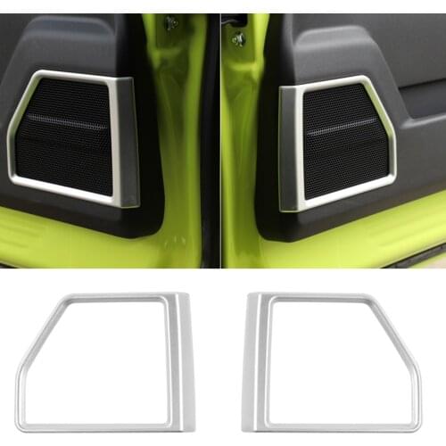 NHAUTP 2Pcs ABS Car Decoration Silver Car Door Audio Speaker Trim Frame Stickers For Suzuki Jimny 2019 2020