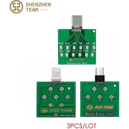 3Pcs/Lot Micro USB Dock Flex Test Board For iPhone 6 7 8 And Android Phone U2 Battery Power Charging Dock Tristar Tester