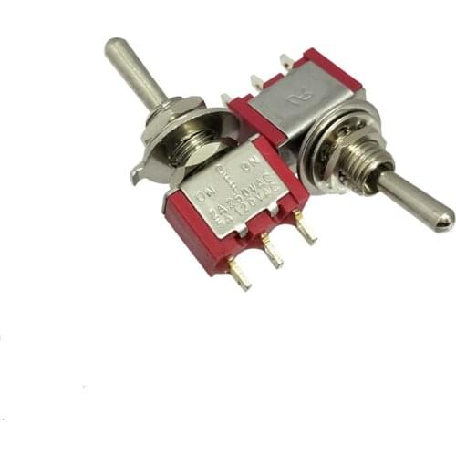5Pcs MTS-103 Red 3Pin 3File 6MM Rocker switch 2A 250V 5A120V ON-OFF-ON lock Toggle Switch